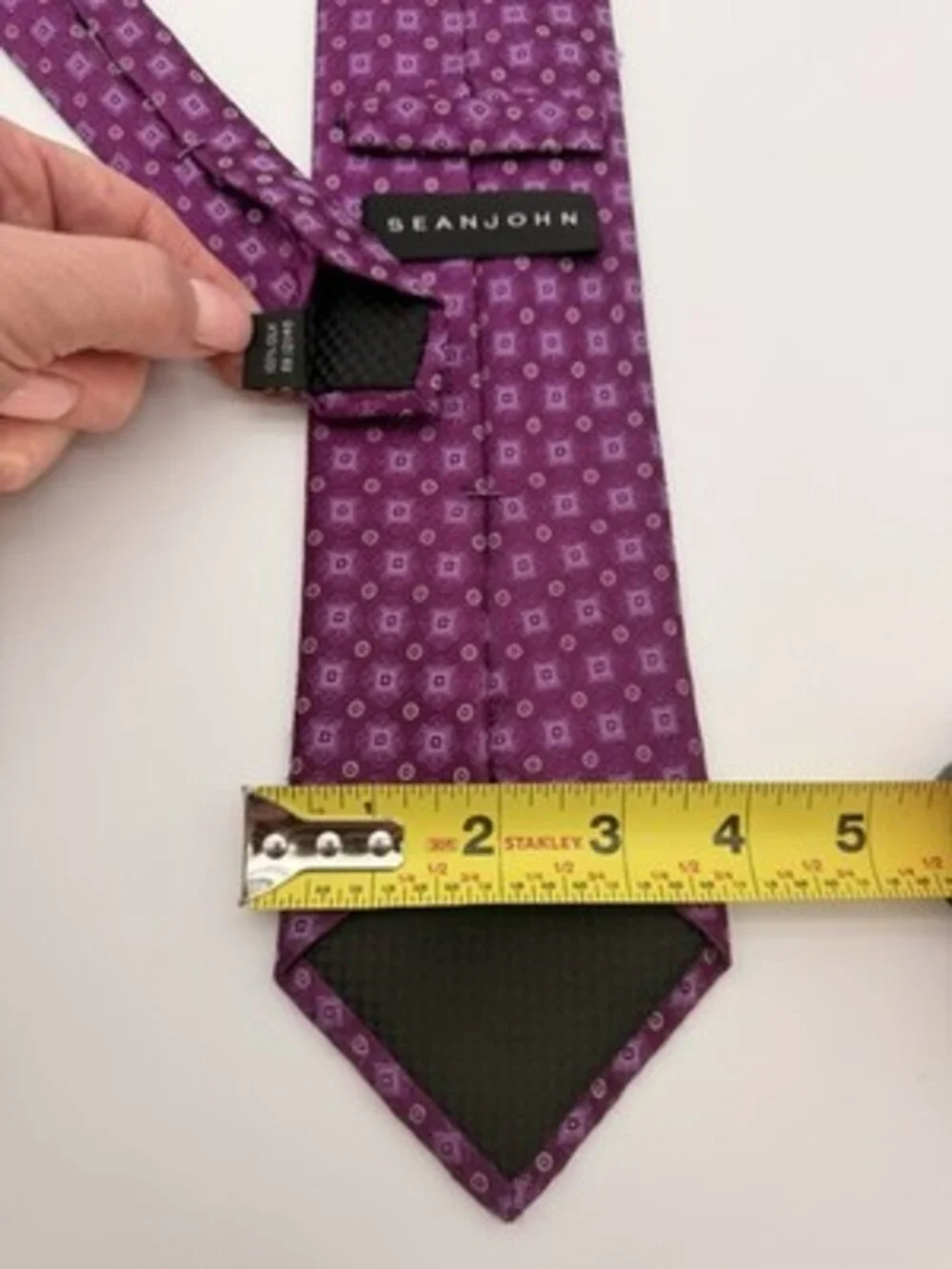 SEAN JOHN Handmade 100% Silk Tie Men's Purple 3.25” Wide Neck Tie